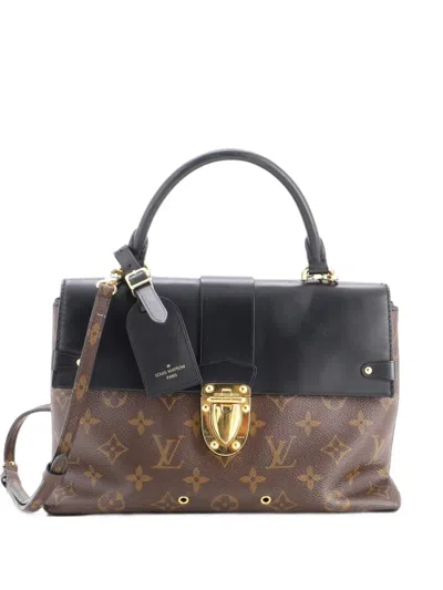 Pre-owned Louis Vuitton One Handle Flap Bag Monogram Canvas And Leather Mm Satchel In Brown