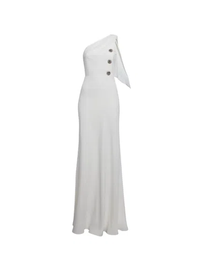 Pre-owned Louis Vuitton One-shoulder Crepe Maxi Dress In White