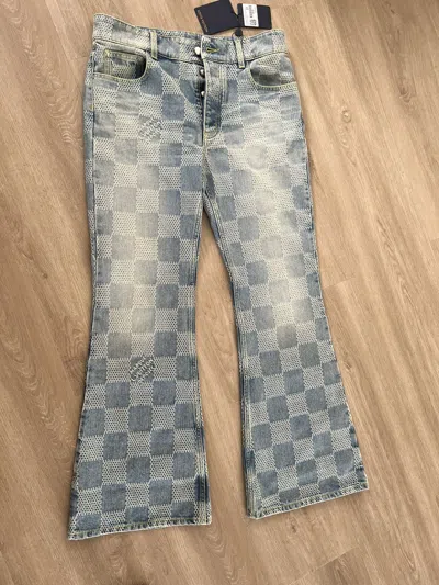 Pre-owned Louis Vuitton Only Dropss24  Damier Bootcut Denim Pants In Blue