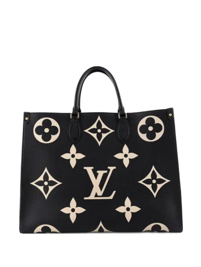 Pre-owned Louis Vuitton Onthego Bicolor Monogram Empreinte Giant Gm Tote Bag In Black