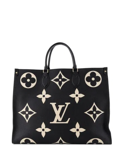 Pre-owned Louis Vuitton Onthego Bicolor Monogram Empreinte Giant Gm Tote Bag In Black