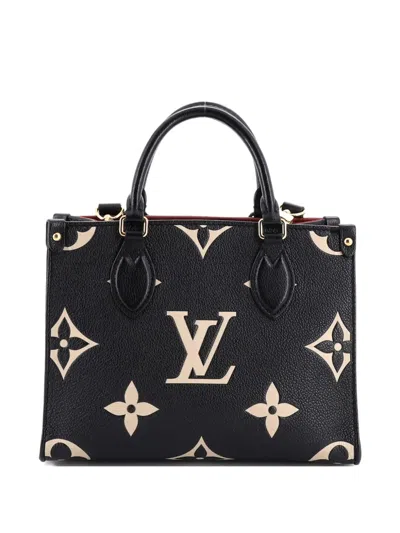 Pre-owned Louis Vuitton Onthego Bicolor Monogram Empreinte Giant Pm Tote Bag In Black