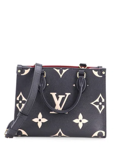 Pre-owned Louis Vuitton Onthego Bicolor Monogram Empreinte Giant Pm Tote Bag In Black