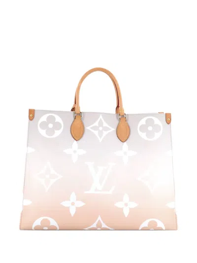Pre-owned Louis Vuitton Onthego By The Pool Monogram Giant Gm Tote Bag In Neutral