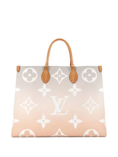 Pre-owned Louis Vuitton Onthego By The Pool Monogram Giant Gm Tote Bag In Neutral