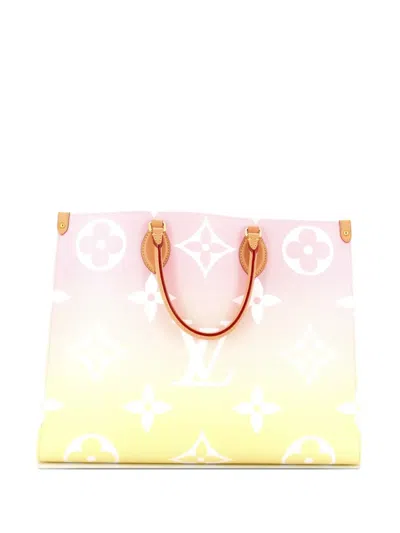 Pre-owned Louis Vuitton Onthego By The Pool Monogram Giant Gm Tote Bag In Pink
