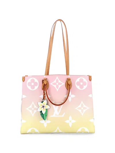 Pre-owned Louis Vuitton Onthego By The Pool Monogram Giant Gm Tote Bag In Pink