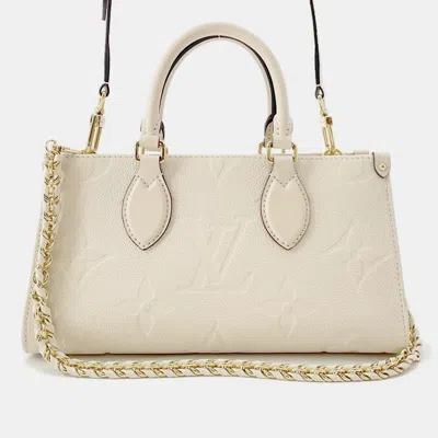 Pre-owned Louis Vuitton Onthego Claim Monogram Empreinte Leather Size Ew In White