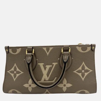 Pre-owned Louis Vuitton Onthego East West Monogram Empreinte Leather Tote Bag In Sand