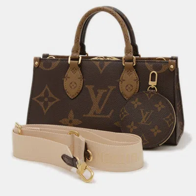 Pre-owned Louis Vuitton Onthego Ew Monogram Giant Canvas Shoulder Bag In Brown