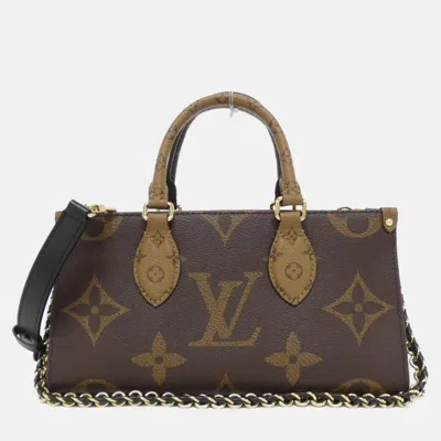 Pre-owned Louis Vuitton Onthego Ew Monogram Reverse Chain Handbag In Brown