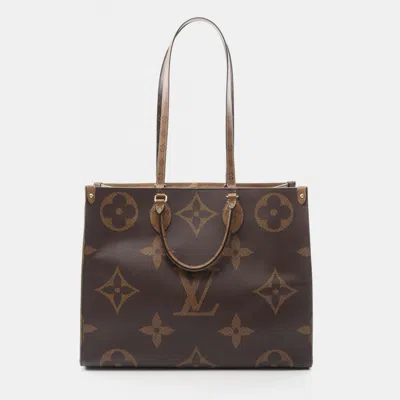 Pre-owned Louis Vuitton Onthego Gm Brown Monogram Canvas Tote Bag