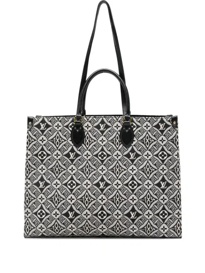 Louis Vuitton Onthego Gm Jacquard-monogram Tote Bag In Black