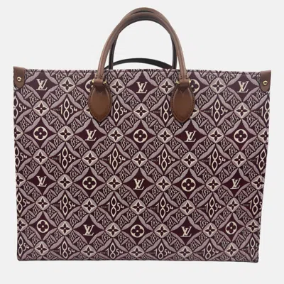 Pre-owned Louis Vuitton Onthego Gm Monogram Jacquard Since 1854 Canvas Tote Bag In Burgundy