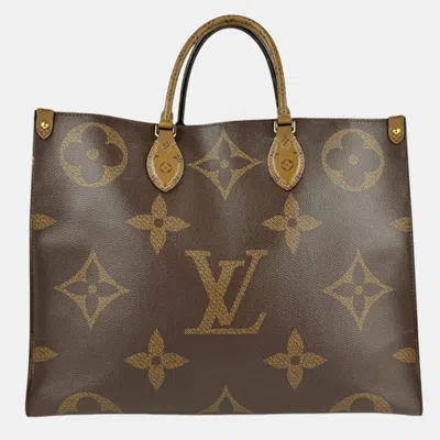 Pre-owned Louis Vuitton Onthego Gm Monogram Reverse Brown Canvas Shoulder Bag