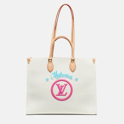 Pre-owned Louis Vuitton Onthego Gm Mykonos Monogram Embroidered Tufted Jacquard Tote In Multi