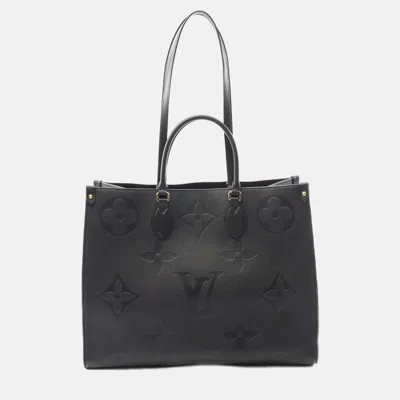 Pre-owned Louis Vuitton Onthego Gm Noir Monogram Empreinte Shoulder Tote Bag In Black