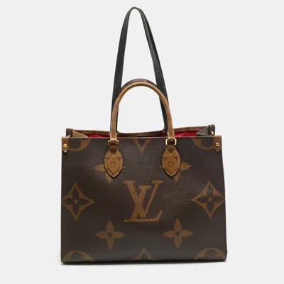 Pre-owned Louis Vuitton Onthego Mm Monogram Reverse Giant Canvas Bag In Brown