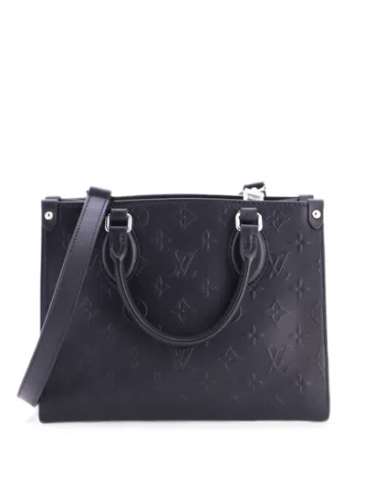 Pre-owned Louis Vuitton Onthego Monogram Bold Leather Pm Tote Bag In Black
