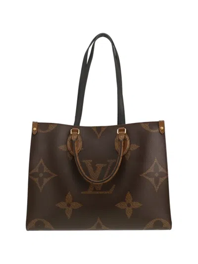 Pre-owned Louis Vuitton Onthego Monogram Medium Leather Bag In Brown