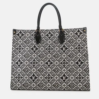 Pre-owned Louis Vuitton Onthego Noir Monogram Jacquard Since 1854 Gm Tote In Black
