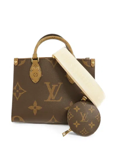 Pre-owned Louis Vuitton Onthego Pm Monogram Giant Tote Bag In Brown
