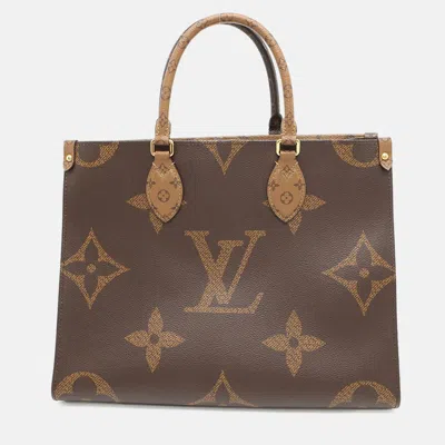 Pre-owned Louis Vuitton Onthego Red Monogram Monogram Reverse Canvas Monogram Giant Size Mm In Brown