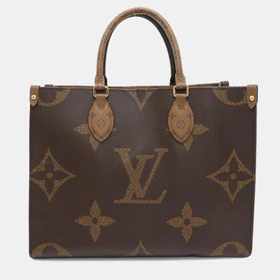 Pre-owned Louis Vuitton Onthego Red Monogram Monogram Reverse Canvas Monogram Giant Size Mm In Brown