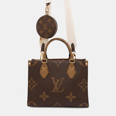 Pre-owned Louis Vuitton Onthego Red Monogram Monogram Reverse Canvas Monogram Giant Size Pm