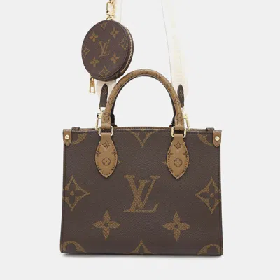 Pre-owned Louis Vuitton Onthego Red Monogram Monogram Reverse Canvas Size Pm
