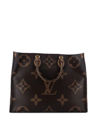 Pre-owned Louis Vuitton Onthego Reverse Monogram Giant Gm Tote Bag In Brown