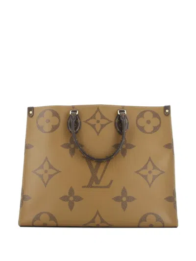 Pre-owned Louis Vuitton Onthego Reverse Monogram Giant Gm Tote Bag In Brown