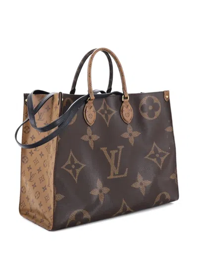 Pre-owned Louis Vuitton Onthego Reverse Monogram Giant Gm Tote Bag In Brown