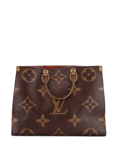 Pre-owned Louis Vuitton Onthego Reverse Monogram Giant Gm Tote Bag In Brown