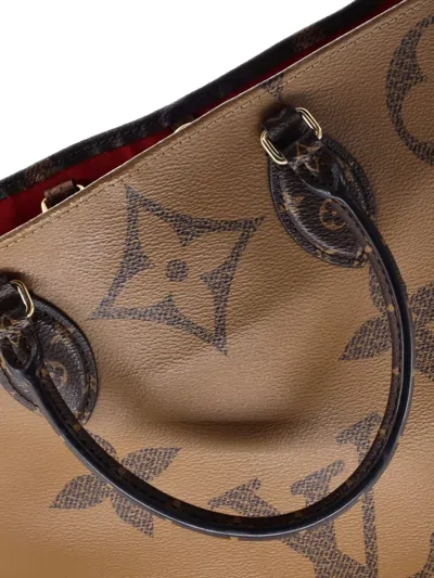 Pre-owned Louis Vuitton Onthego Reverse Monogram Giant Gm Tote Bag In Brown