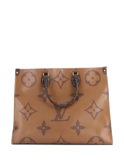 Pre-owned Louis Vuitton Onthego Reverse Monogram Giant Gm Tote Bag In Brown