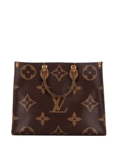 Pre-owned Louis Vuitton Onthego Reverse Monogram Giant Gm Tote Bag In Brown