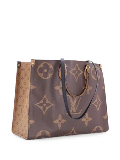 Pre-owned Louis Vuitton Onthego Reverse Monogram Giant Gm Tote Bag In Brown
