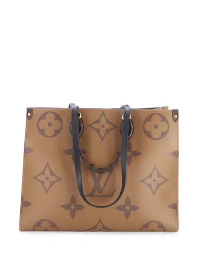 Pre-owned Louis Vuitton Onthego Reverse Monogram Giant Gm Tote Bag In Brown