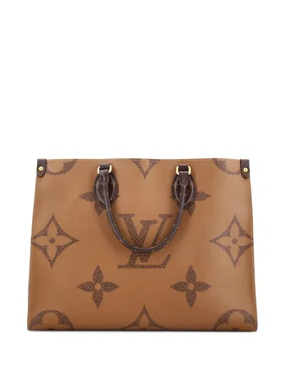 Pre-owned Louis Vuitton Onthego Reverse Monogram Giant Mm Tote Bag In Brown