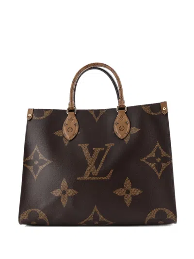 Pre-owned Louis Vuitton Onthego Reverse Monogram Giant Mm Tote Bag In Brown