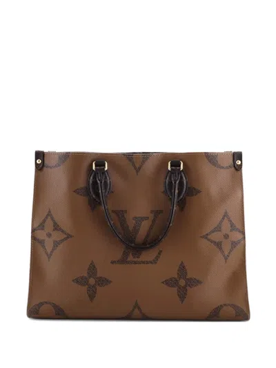 Pre-owned Louis Vuitton Onthego Reverse Monogram Giant Mm Tote Bag In Brown