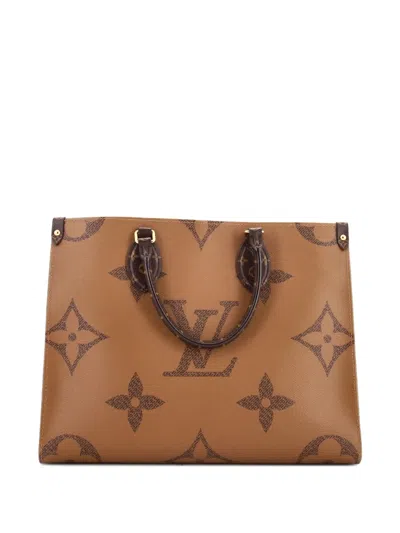 Pre-owned Louis Vuitton Onthego Reverse Monogram Giant Mm Tote Bag In Brown