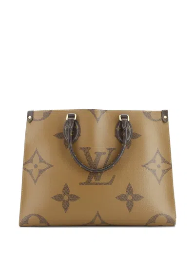 Pre-owned Louis Vuitton Onthego Reverse Monogram Giant Mm Tote Bag In Brown