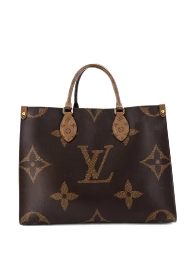 Pre-owned Louis Vuitton Onthego Reverse Monogram Giant Mm Tote Bag In Brown