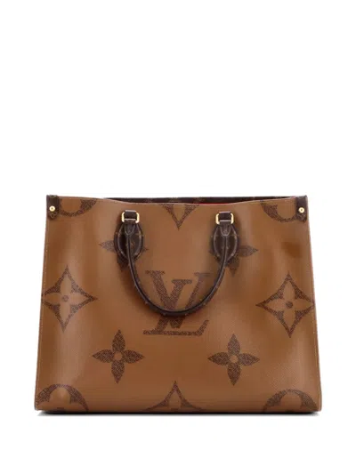 Pre-owned Louis Vuitton Onthego Reverse Monogram Giant Mm Tote Bag In Brown