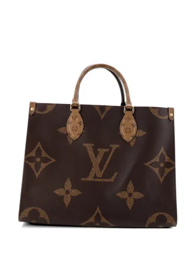 Pre-owned Louis Vuitton Onthego Reverse Monogram Giant Mm Tote Bag In Brown