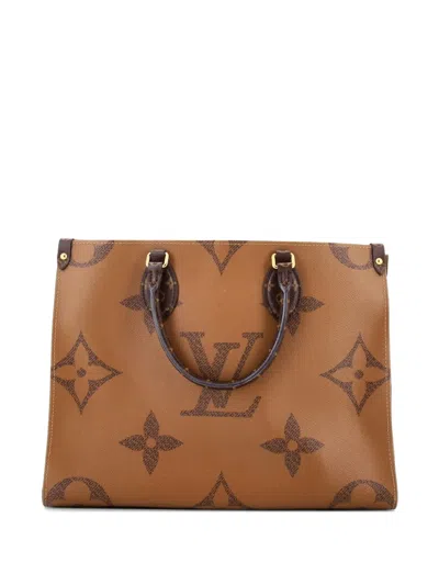 Pre-owned Louis Vuitton Onthego Reverse Monogram Giant Mm Tote Bag In Brown