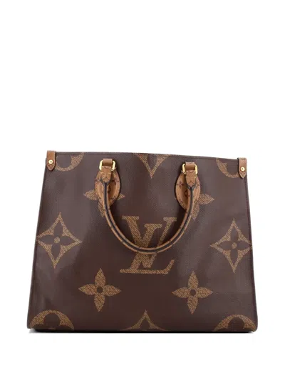 Pre-owned Louis Vuitton Onthego Reverse Monogram Giant Mm Tote Bag In Brown