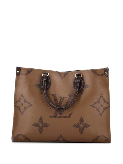 Pre-owned Louis Vuitton Onthego Reverse Monogram Giant Mm Tote Bag In Brown